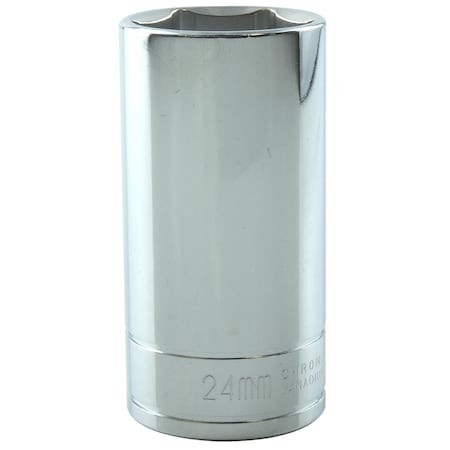 K-Tool International 3/8" Drive, 24mm Metric Socket, 6 Points, Chrome, Deep, 6 pt., 3/8"Drive, 24mm KTI-27224